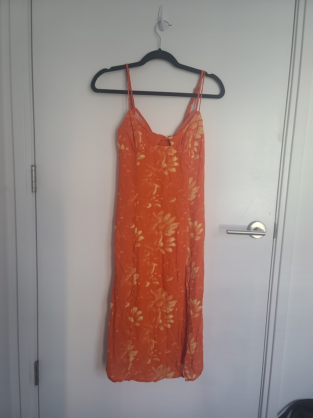 Urban Outfitters Orange Floral Slip Midi Dress